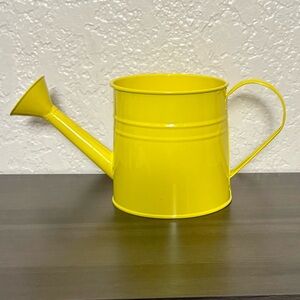 Bright Yellow Metal Watering Can Decoration